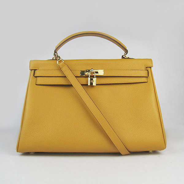 High Quality Hermes Kelly 35CM Togo Leather Bag Yellow 6308